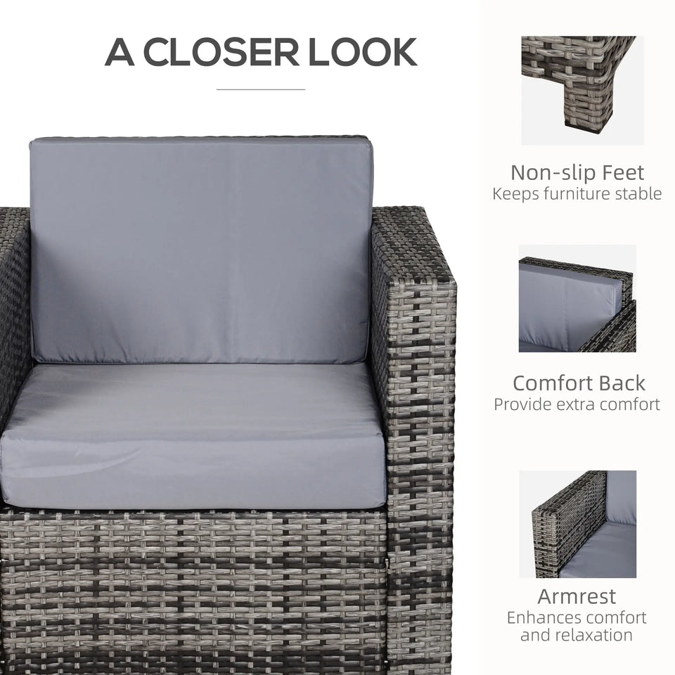 Single Seater Rattan Garden Armchair – Grey