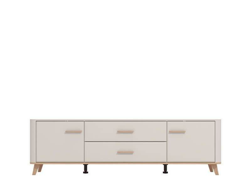 Modern 180cm Wide TV Stand Cabinet Unit – Cashmere & Oak Effect Finish
