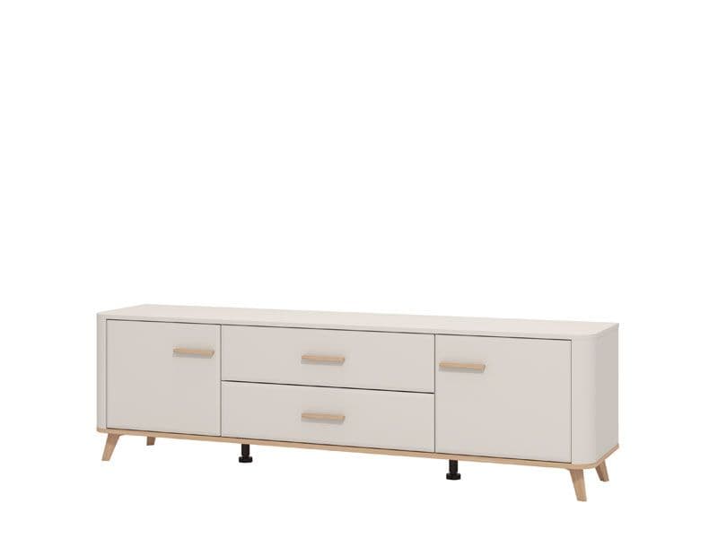 Modern 180cm Wide TV Stand Cabinet Unit – Cashmere & Oak Effect Finish