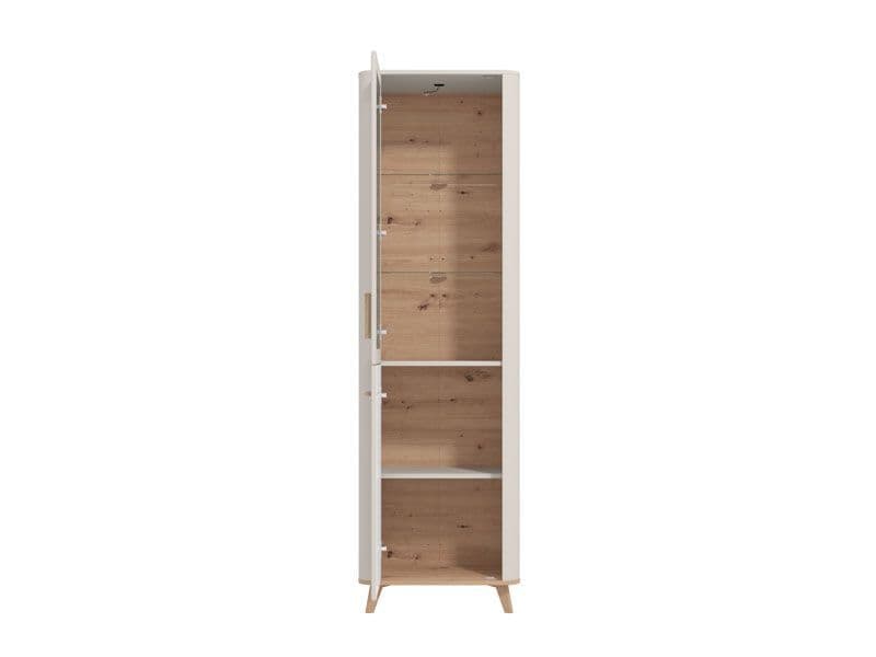 Tall display cabinet with cashmere and oak effect, slim design, 2-door showcase storage unit by Lavish Kitchen Isle