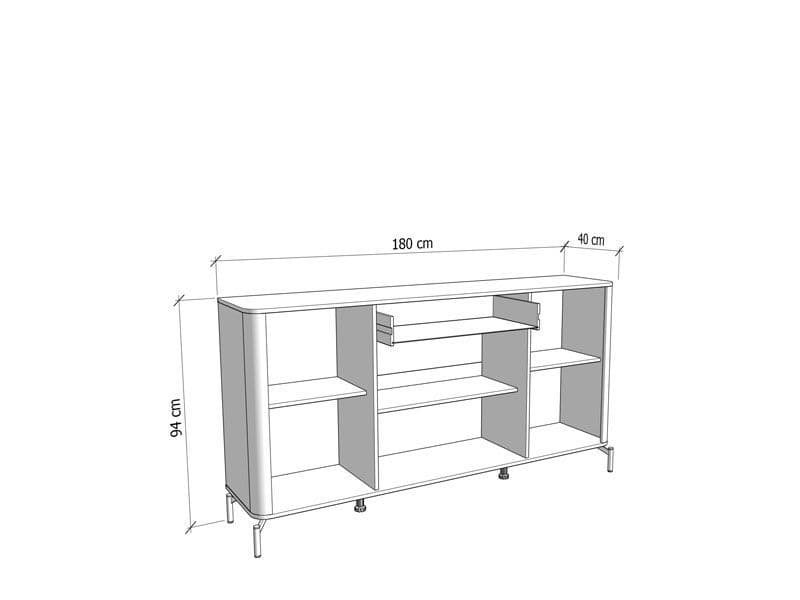 Sideboard Cabinet Storage Unit with Solid Drawer and Doors – Cashmere & Oak Effect – 180cm Wide Buffet for Living & Dining Room
