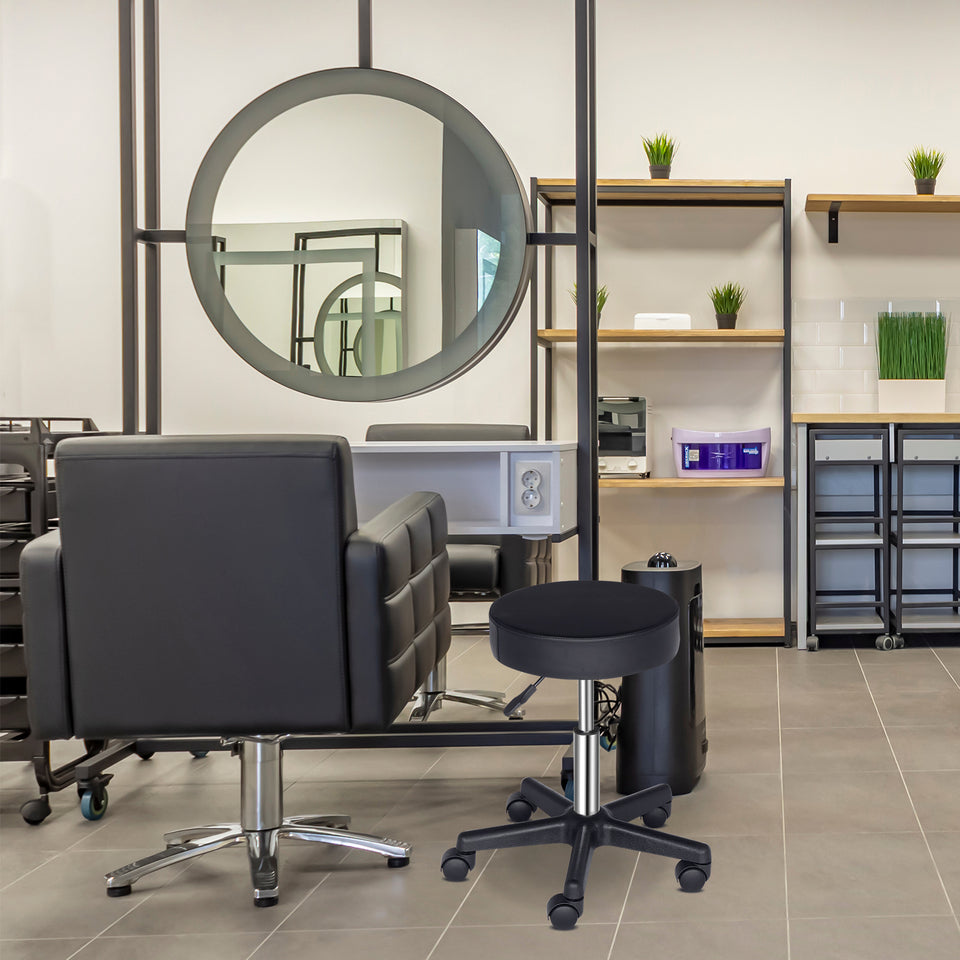 Round Stool Plastic Arch Feet Rotation Bar Stool Black