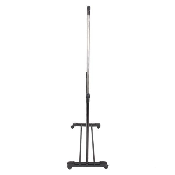 Single-bar Vertical & Horizontal Stretching Stand Clothes Rack Portable Wardrobe with Shoe Shel Black & Silver