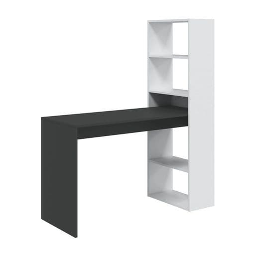 Lavish Kitchen Isle Orvara double white and grey effect computer desk with integrated bookcase and space for laptop or study use