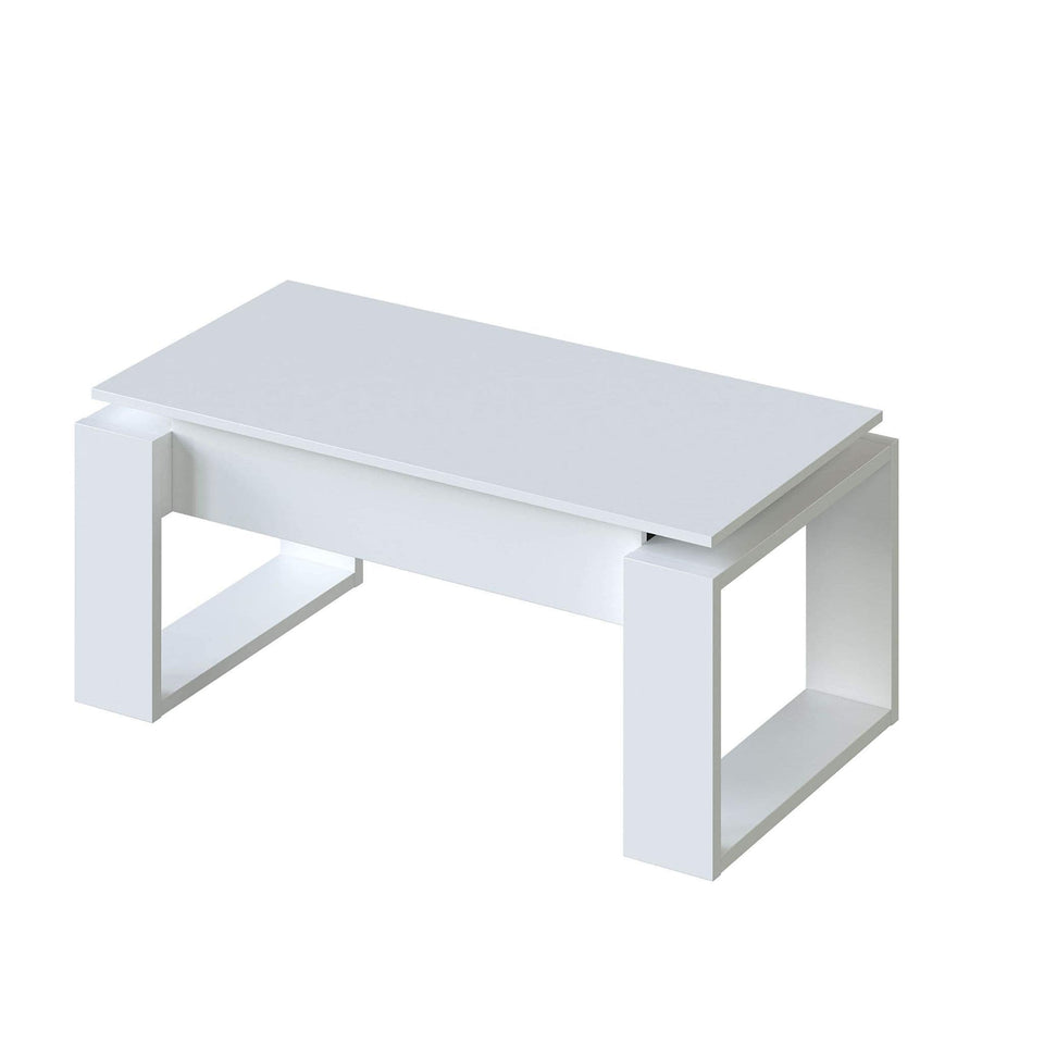 White Coffee Table with Lift-Up Storage – Modern Living Room Furniture