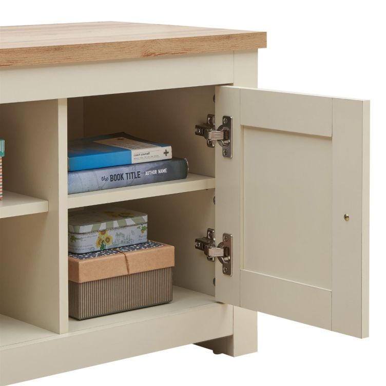 Ite 3 Piece Living Room Set 2 Door TV Unit, 1 Door Sideboard, 2 Drawer Coffee Table - Cream & Oak Effect