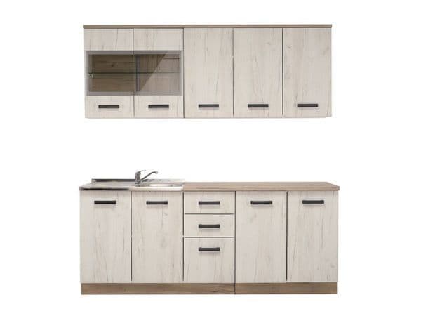 Contemporary White Oak Effect Kitchen Cupboard with Ample Storage