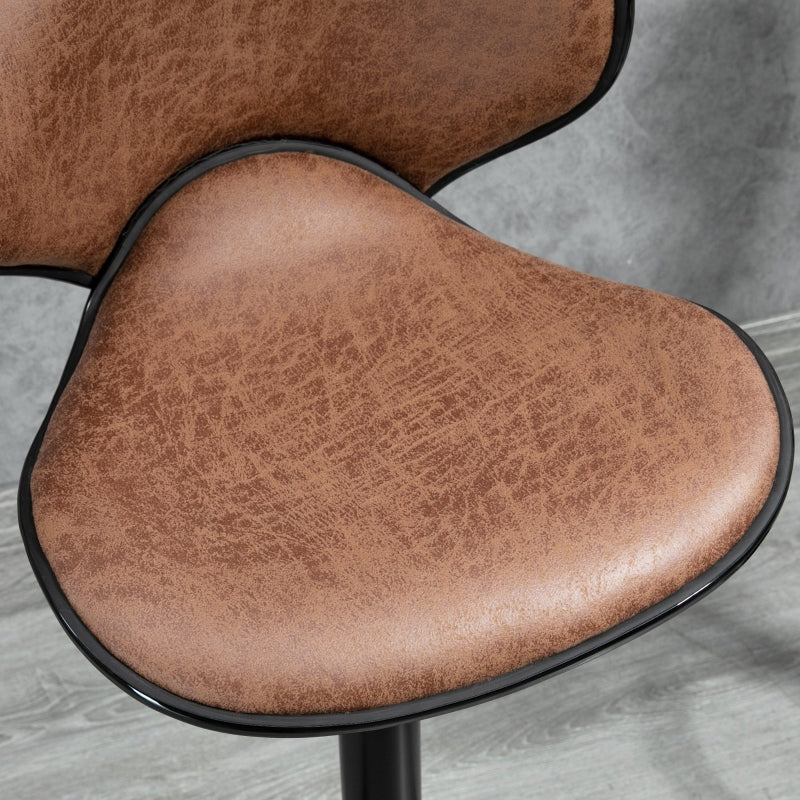 Set of 2 Adjustable PU Leather Bar StoolsHome Bar, Kitchen, Café Counter Stools Armless with Footrest Bar Stools  Swivel Seat