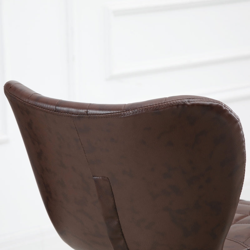 Set of 2 Bar Stools Adjustable Height Swivel Bar in PU Leather
