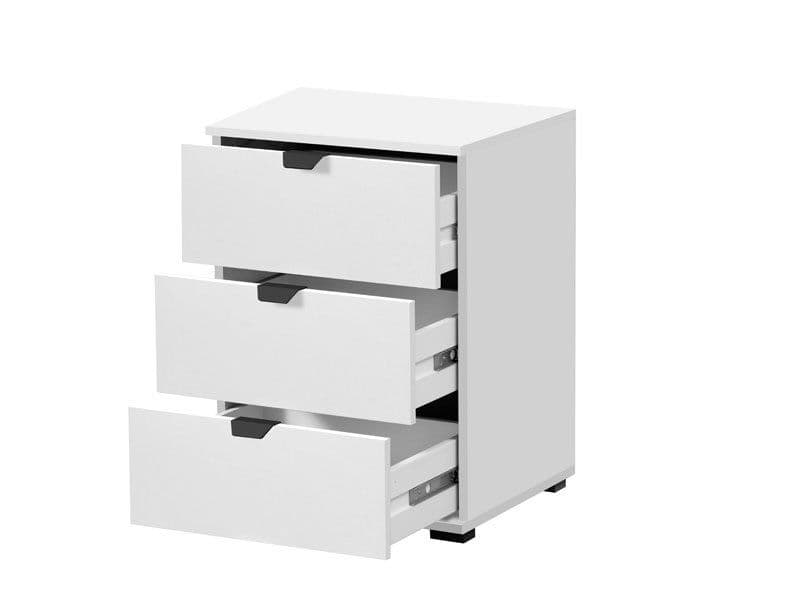 Arctic White 3-Drawer Bedside Table by Lavish Kitchen Isle, modern bedroom storage cabinet with sleek design and clean finish.