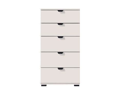 Limone Arctic White narrow 5-drawer chest by Lavish Kitchen Isle, space-saving bedroom storage with sleek white finish.