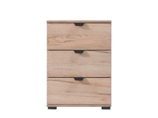 Grey Oak Effect 3 Drawer Bedside Table – Modern Bedroom Storage