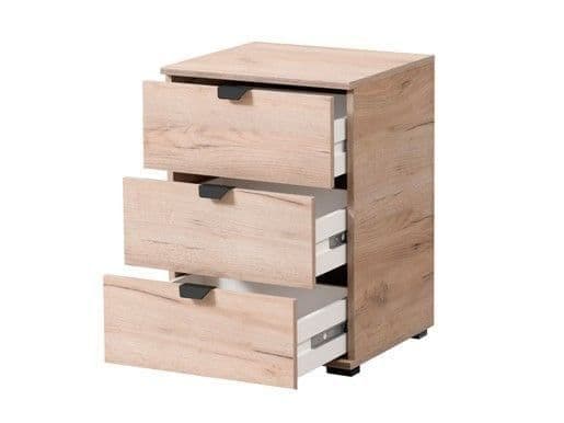 Grey Oak Effect 3 Drawer Bedside Table – Modern Bedroom Storage
