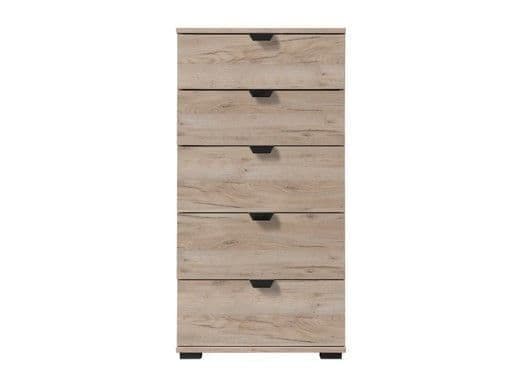 Lavish Kitchen Isle oak effect wide 5-drawer chest with ample storage and sleek design, suitable for modern bedrooms or living spaces.