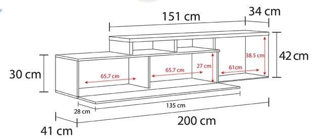 Warrington White Gloss And Oak Effect Reversible L-Shaped TV Entertainment Wall Unit Cabinet