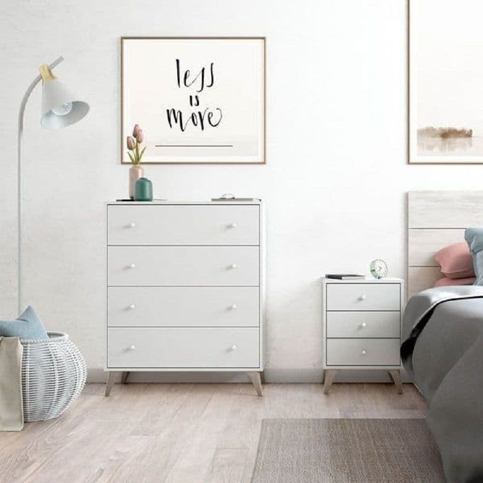 Arctic White 4 Drawer Chest – Modern Compact Bedroom Storage Unit
