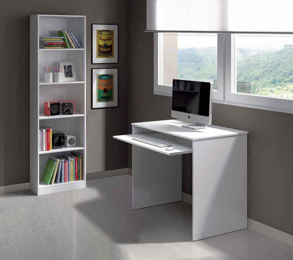 Lavish Kitchen Isle Niss Arctic White five-tier shelving unit with sleek modern design and open storage for books or decor.