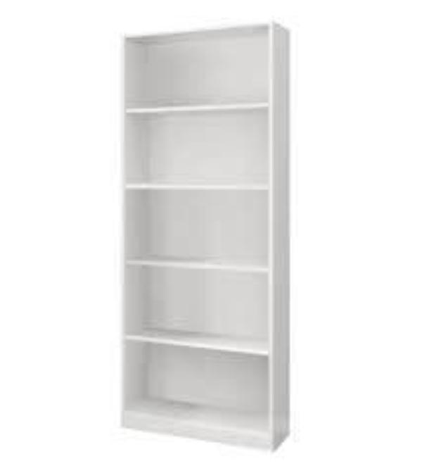 Large Arctic White Lavish Kitchen Isle bookcase with 5 open shelves, ideal for modern home or office storage and organization.