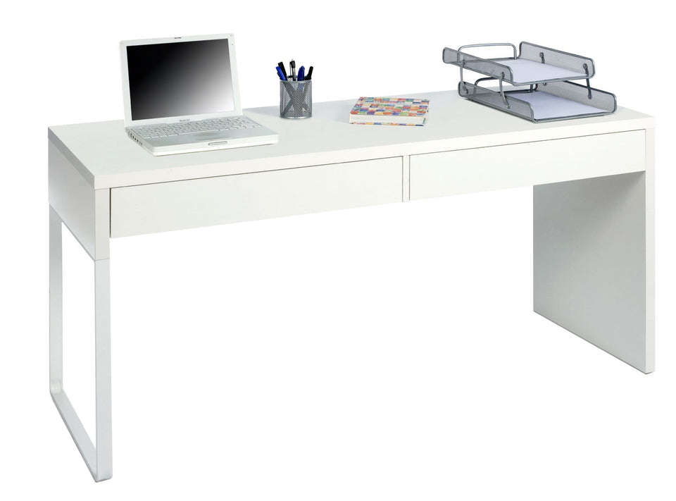 Lavish Kitchen Isle Velora Arctic White home office desk with drawers, reversible legs, and storage for a modern study space.
