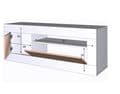 Lavish Kitchen Isle Tre-Wah white and wood effect modern TV stand with 2 doors and open shelving, sleek TV unit for living room.