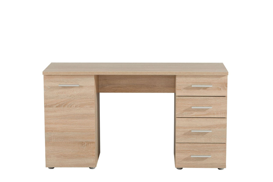 Lavish Kitchen Isle Enclave Oak Effect Office Desk with four drawers and storage cupboard, ideal for home office or study space.