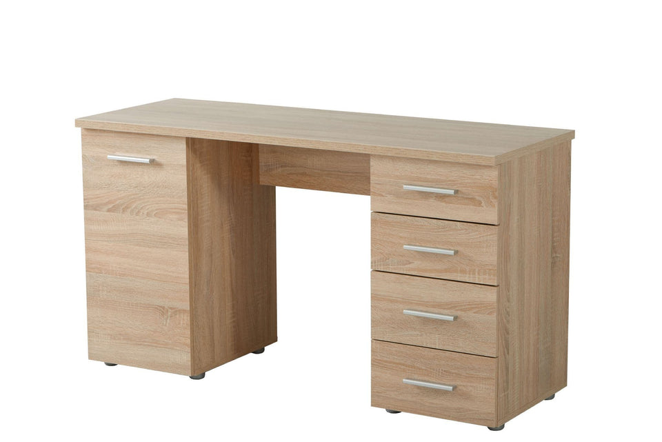 Lavish Kitchen Isle Enclave oak effect desk with four drawers, storage cupboard, ideal for home office or study.