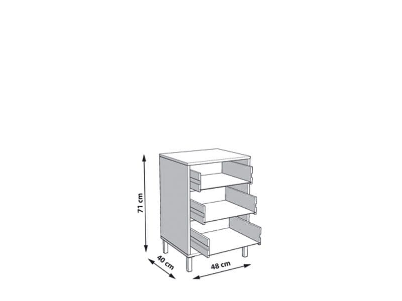 Lagdu Cashmere and Artisan Oak Effect Nightstand – 3 Drawer Bedside Table