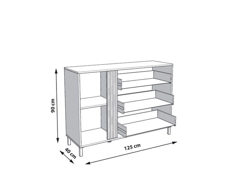 Lavish Kitchen Isle Lagdu cashmere and oak effect chest of drawers with 3 drawers and 1 cupboard, modern storage furniture.