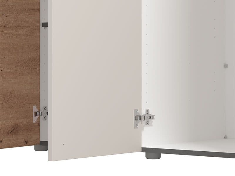 Lavish Kitchen Isle cashmere and oak effect 5-door mirrored wardrobe with modern design, ideal for bedroom storage and organization.