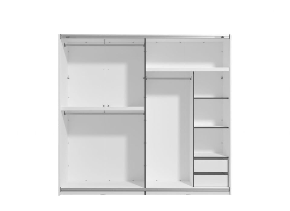 Large mirrored sliding door wardrobe in Cashmere and Artisan Oak effect, 220cm by Lavish Kitchen Isle.