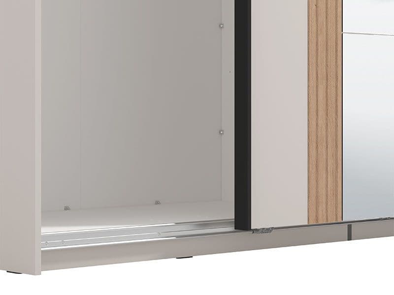Large mirrored sliding door wardrobe in Cashmere and Artisan Oak Effect with 220cm width, by Lavish Kitchen Isle.