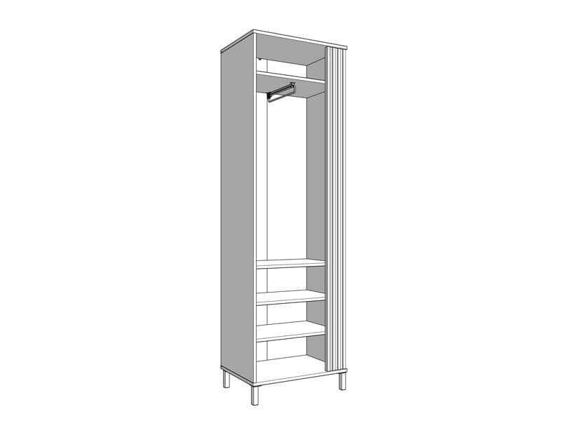 Slim Cashmere and Oak Effect Wardrobe by Lavish Kitchen Isle with hanging rail and shelves, featuring a narrow, shallow design.