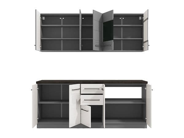 Harbour White Gloss and Grey 200cm Kitchen Units