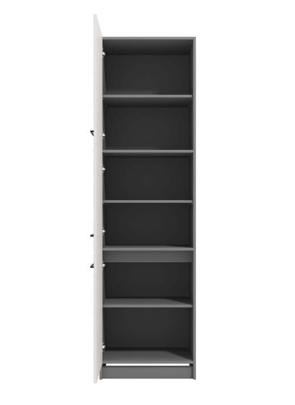 Harbour White High Gloss And Grey Tall 60cm 3 Door Kitchen Larder Unit Pantry Cupboard