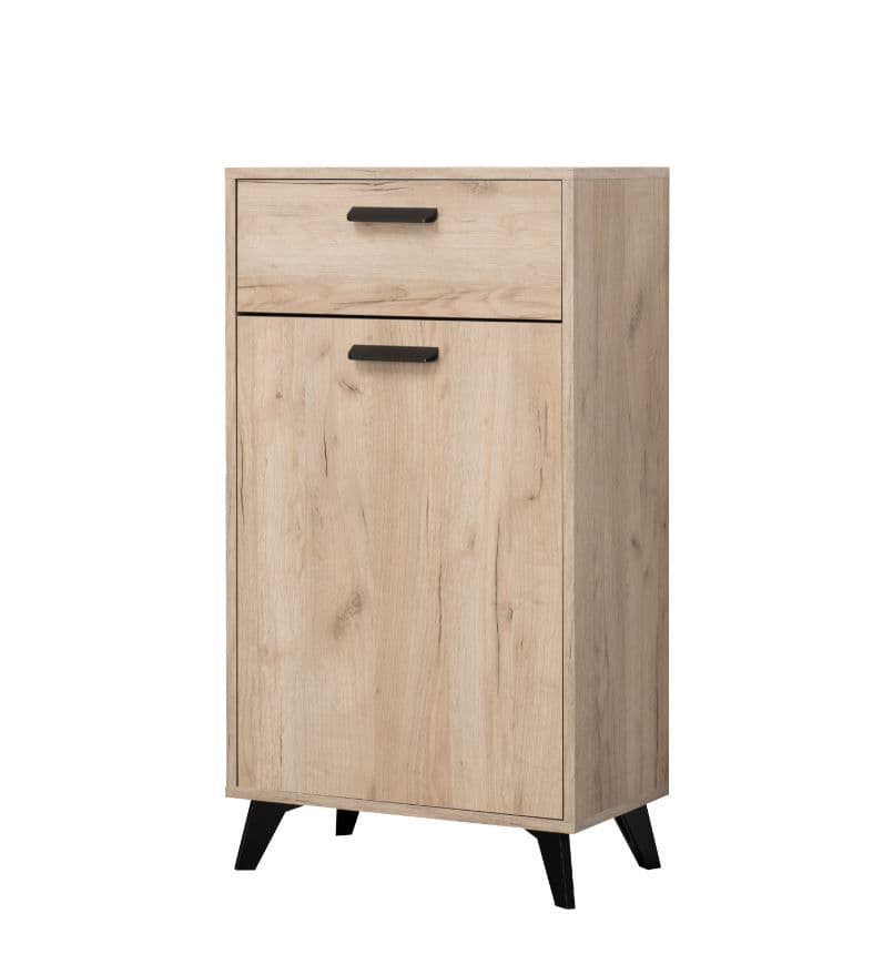 Egbe Small Oak Sideboard Cupboard Storage Unit with Drawer – Compact Versatile Storage Cabinet, Grey Oak Finish
