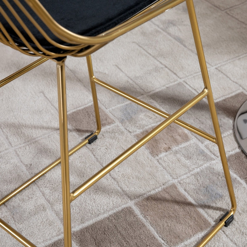 Set of 2 Bar stools Modern Counter Height Wire Metal - Gold