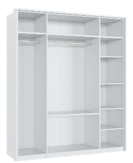 White High Gloss 4 Door 2 Drawer Mirrored Wardrobe – Modern Bedroom Storage with Shelves & Rails