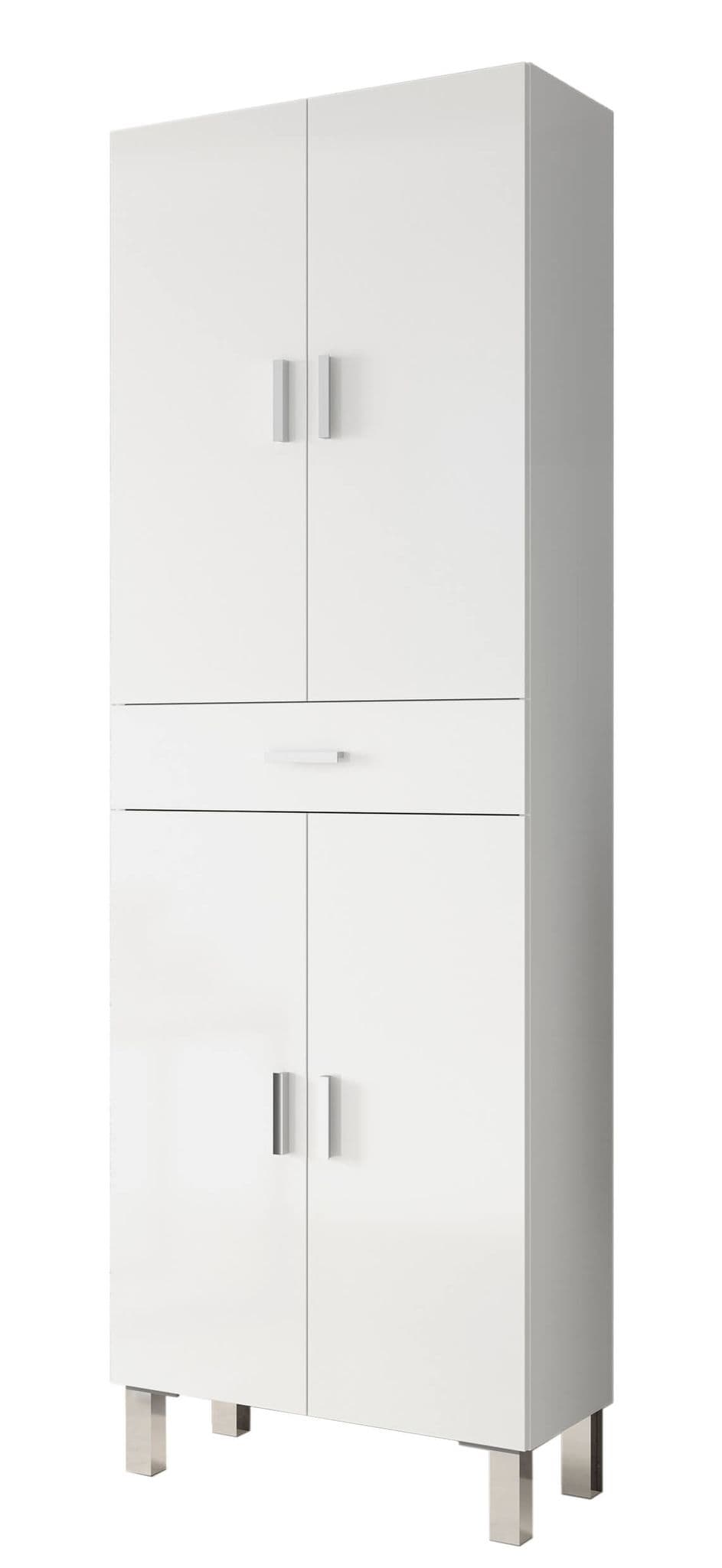 Vespera Tall Bathroom Cupboard in White Gloss Modern Storage Solution for Your Bathroom