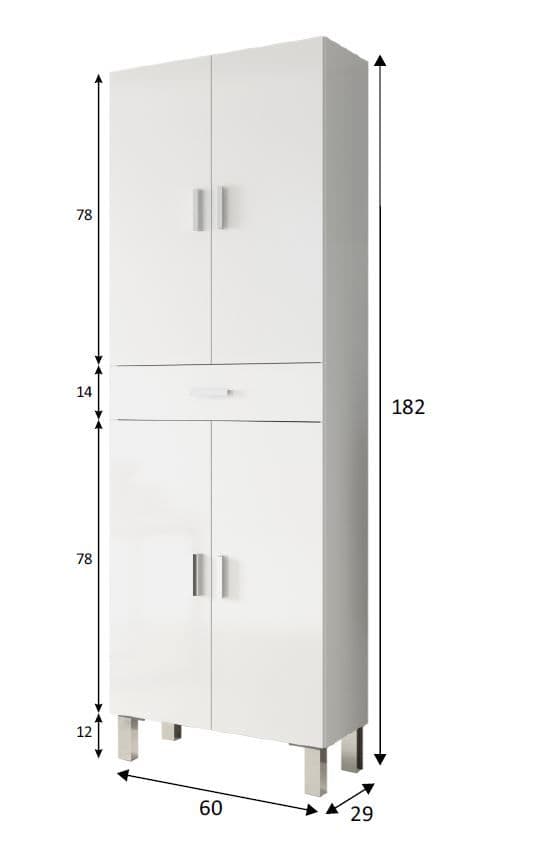 Vespera Tall Bathroom Cupboard in White Gloss Modern Storage Solution for Your Bathroom