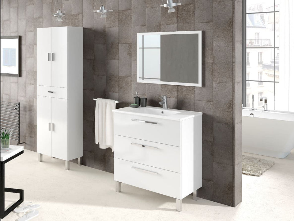 Vespera Tall Bathroom Cupboard in White Gloss Modern Storage Solution for Your Bathroom