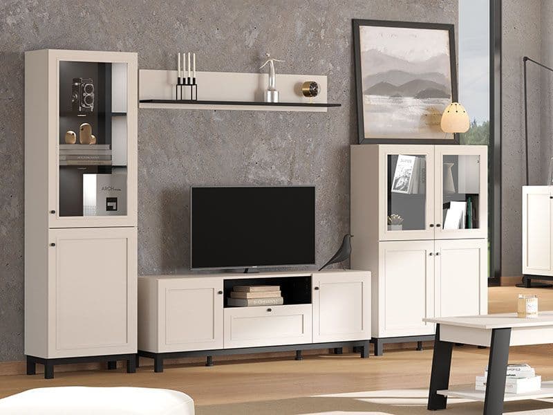 Cashmere Taupe Display Cabinet – 4 Doors and 6 Shelves