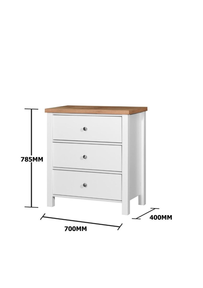 Agonmi 3 Piece Bedroom Furniture Set – 2 Door Wardrobe, Chest of Drawers, Bedside Cabinet White Finish