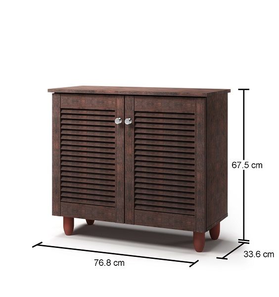 Dark Oak 2-Door Shoe Cabinet – Stores Up to 10 Pairs