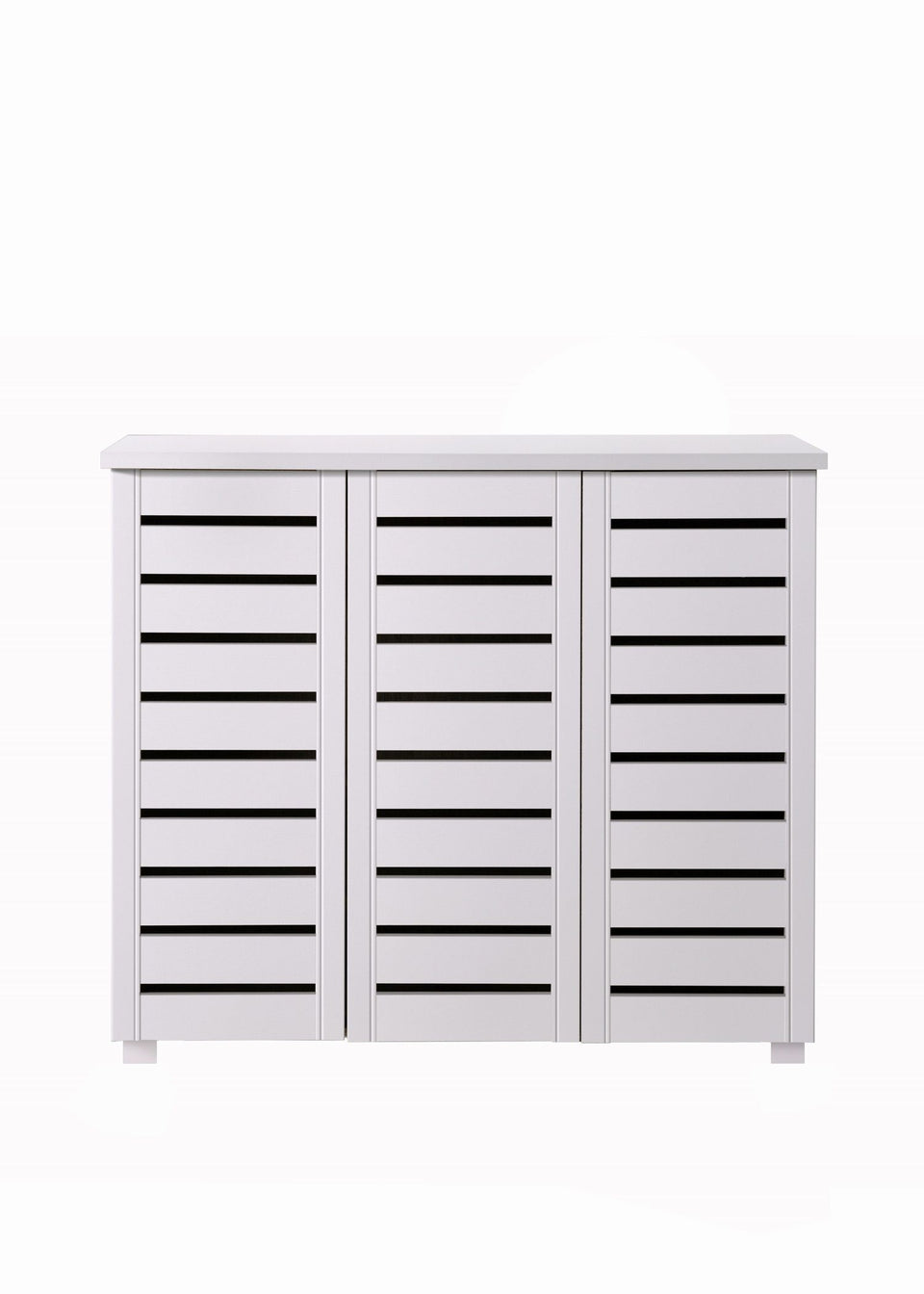 White 3-Door Shoe Cabinet – Stores Up to 20 Pairs with Fixed Shelves