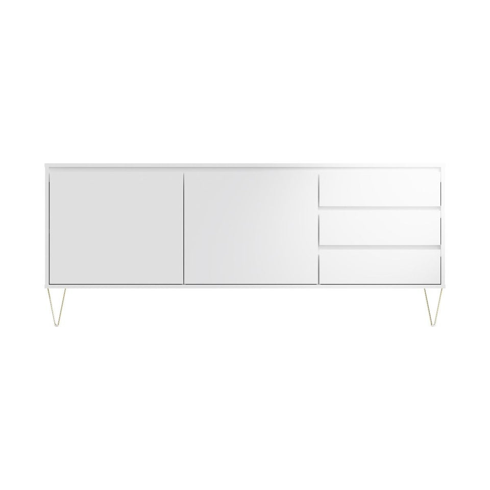 Fifomi White Sideboard Cabinet with 2 Doors & 3 Drawers – Modern Gold Leg Design