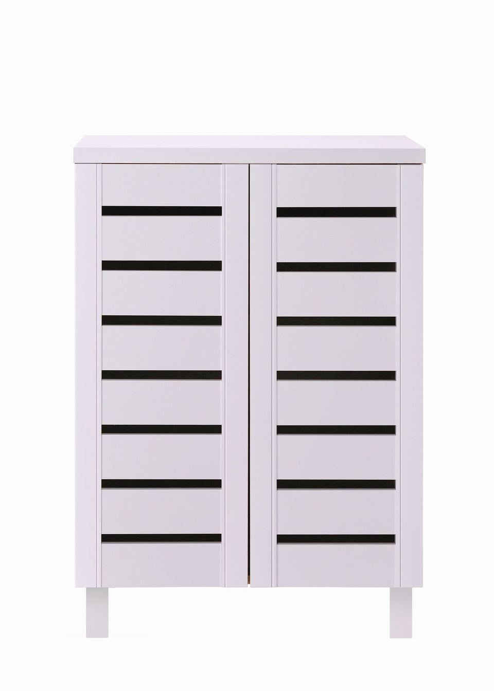 White 2-Door Shoe Cabinet with 3 Fixed Shelves – Stores up to 10 Pairs