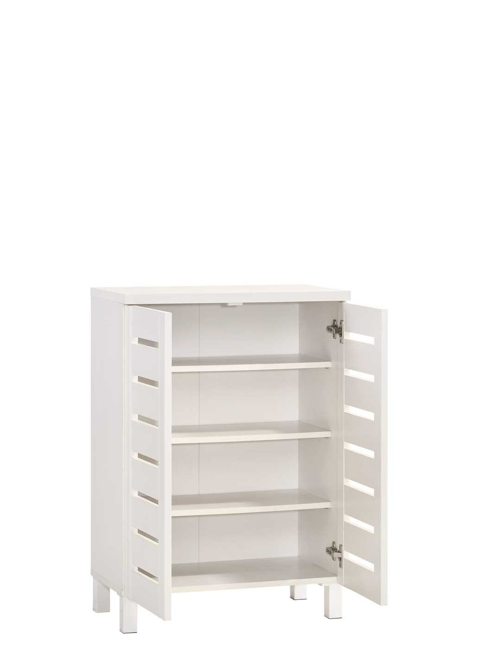 White 2-Door Shoe Cabinet with 3 Fixed Shelves – Stores up to 10 Pairs