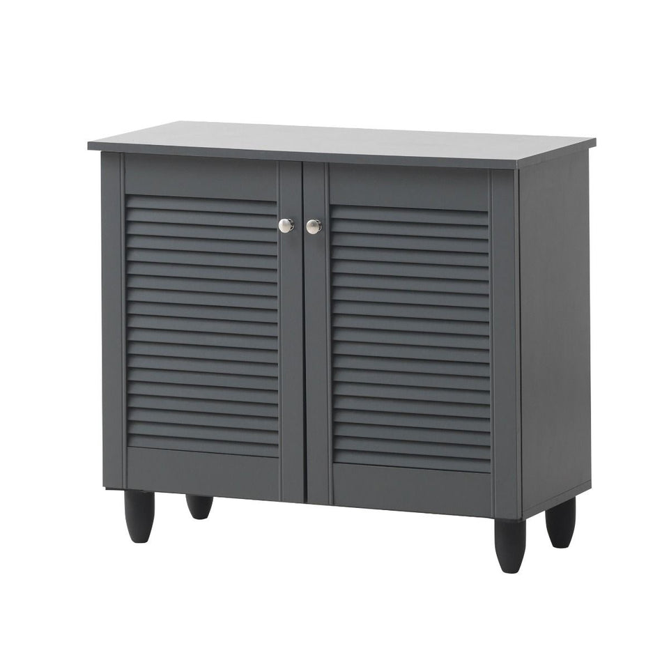 Lavish Kitchen Isle 2-door Sonoma Oak dark grey shoe cabinet with storage for up to 10 pairs of shoes, modern and space-saving design.