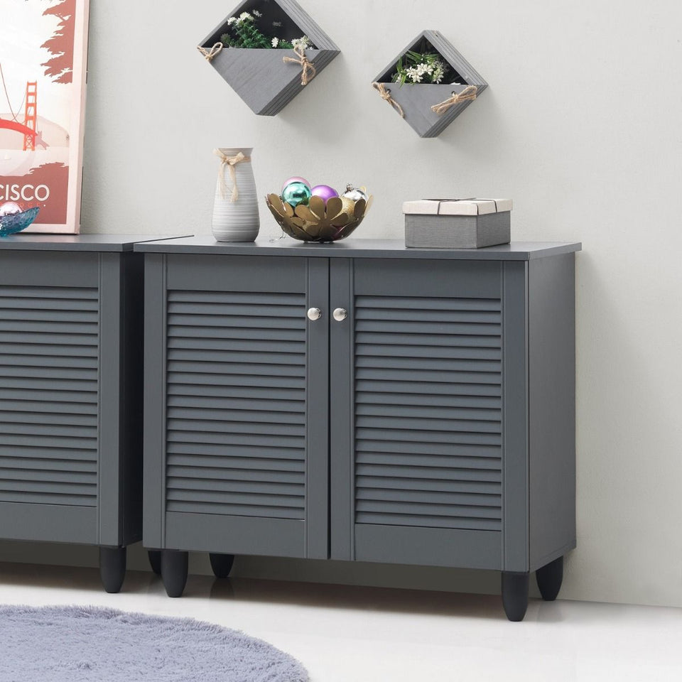 2-Door Dark Grey Shoe Cabinet – Storage for Up to 10 Pairs
