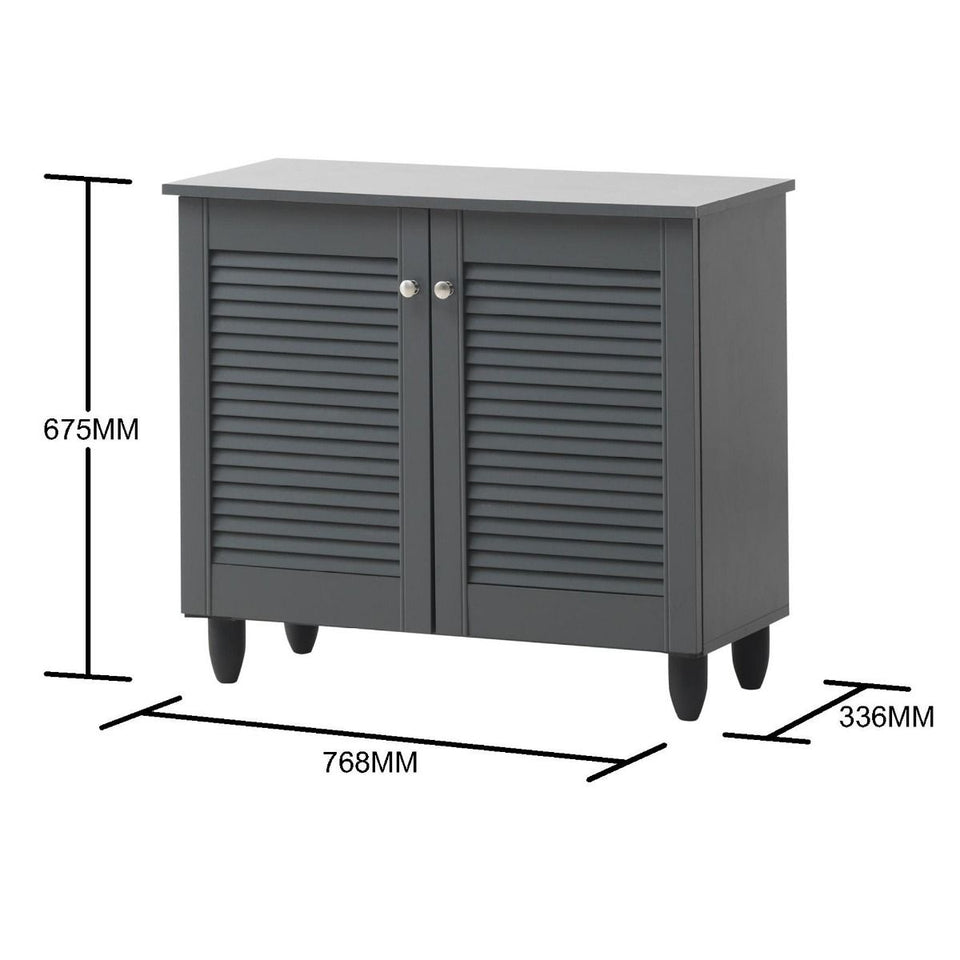 2-Door Dark Grey Shoe Cabinet – Storage for Up to 10 Pairs